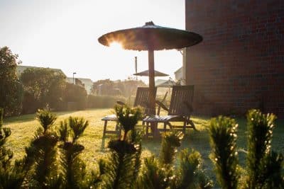 beautiful sunset and patio